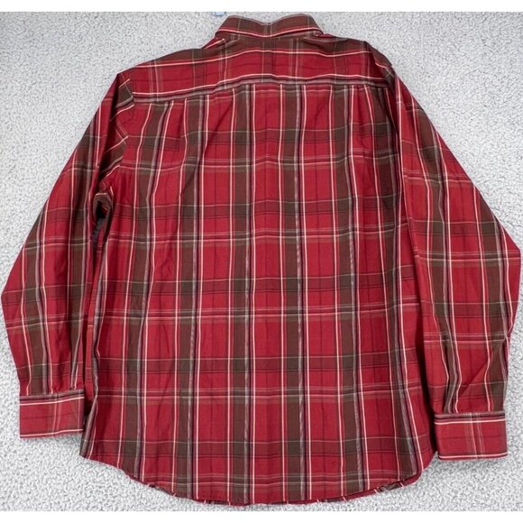 Dockers Men'x XL 17/17 1/2 Red Plaid Button Down Shirt Long Sleeves - Picture 9 of 10